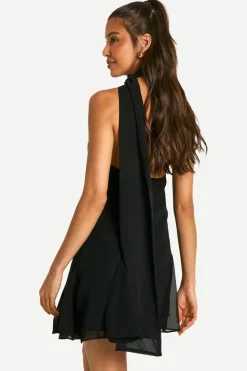 Skater Dresses|Mini Dresses*boohoo Chiffon Assymteric Godet Seam Mini Dress black