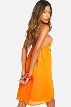 Smock Dresses*boohoo Chiffon Bead Detail Mini Dress orange