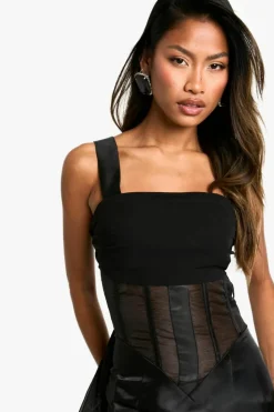 Wrap Dresses|Bodycon Dresses*boohoo Chiffon Organza Ruffle Wrap Mini Dress black