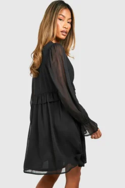 Smock Dresses*boohoo Chiffon Smock Dress black