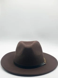 Hats & Gloves|Hats & Gloves*SVNX Chocolate Trilby With PU Chain Band Brown