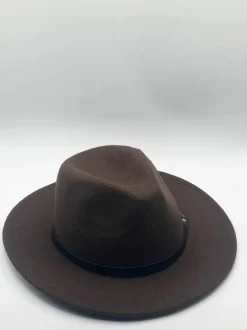 Hats & Gloves|Hats & Gloves*SVNX Chocolate Trilby With PU Chain Band Brown