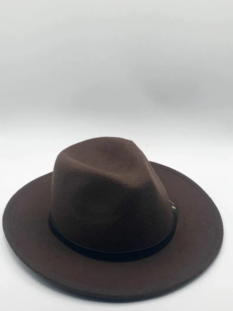 Hats & Gloves|Hats & Gloves*SVNX Chocolate Trilby With PU Chain Band Brown