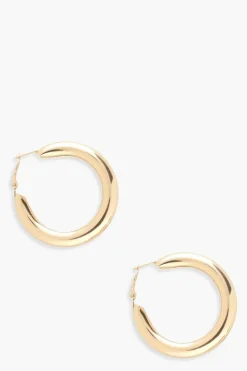 Statement Earrings|Earrings*boohoo Chunky Bar Hoop Earrings gold