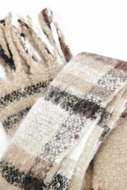 Scarves|Scarves*boohoo Chunky Brown & Black Check Tassel Scarf multi