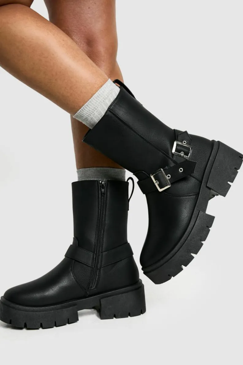 Ankle Boots|All Boots*boohoo Chunky Buckle Detail Chelsea Boot black