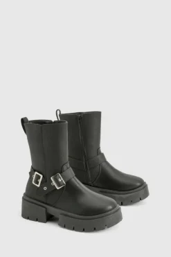 Ankle Boots|All Boots*boohoo Chunky Buckle Detail Chelsea Boot black