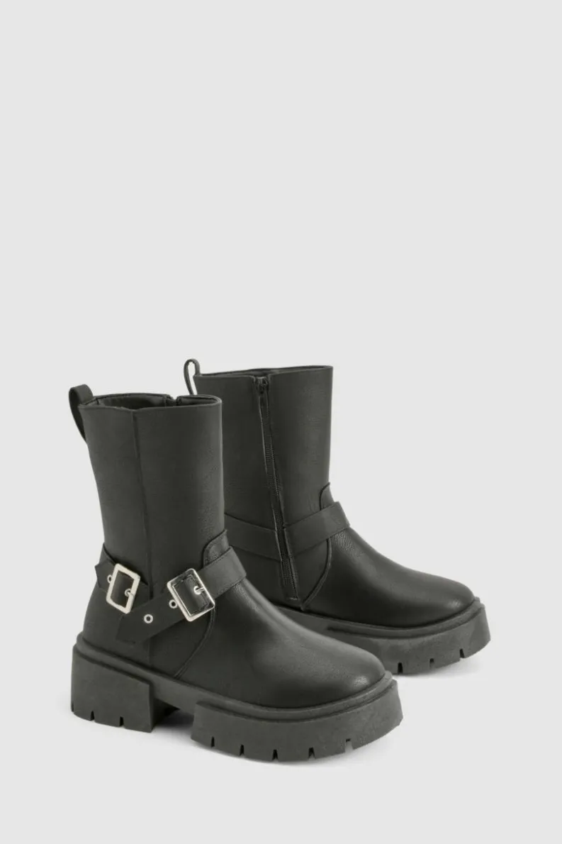Ankle Boots|All Boots*boohoo Chunky Buckle Detail Chelsea Boot black