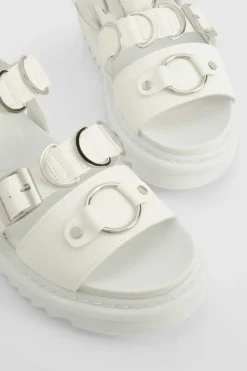 Sandals*boohoo Chunky Buckle Double Strap Flatform Dad Sandal white