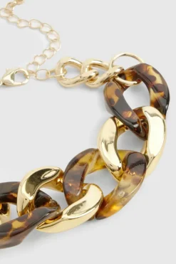 Bracelets*boohoo Chunky Chain Tortoise Shell Bracelet gold