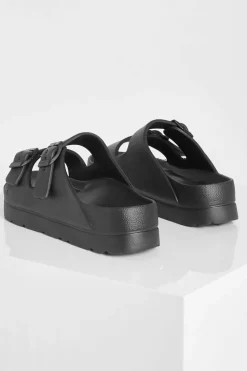 Flats|Sandals*boohoo Chunky Double Buckle Slider black