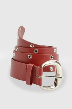 Belts*boohoo Chunky Eyelet Detail Red Belt cherry