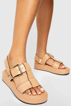 Flats|Sandals*boohoo Chunky Flatform Buckle Sandals stone