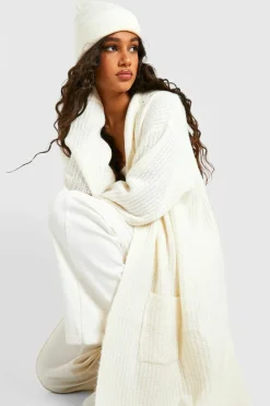 Cardigans|Knitwear*boohoo Chunky Heavyweight Coatigan stone