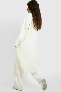 Cardigans|Knitwear*boohoo Chunky Heavyweight Coatigan stone