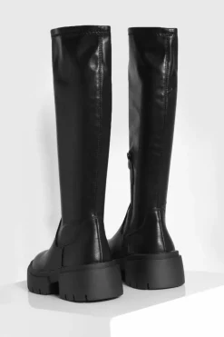 Over The Knee Boots|Knee High Boots*boohoo Chunky Knee High Boots black