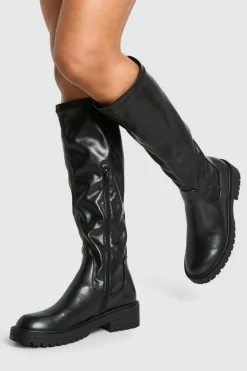Over The Knee Boots|Chunky Boots*boohoo Chunky Knee High Boots black