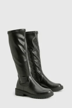 Over The Knee Boots|Chunky Boots*boohoo Chunky Knee High Boots black