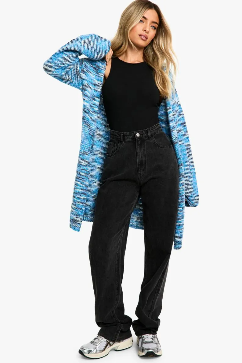 Cardigans|Knitwear*boohoo Chunky Knit Marl Boxy Oversized Cardigan blue