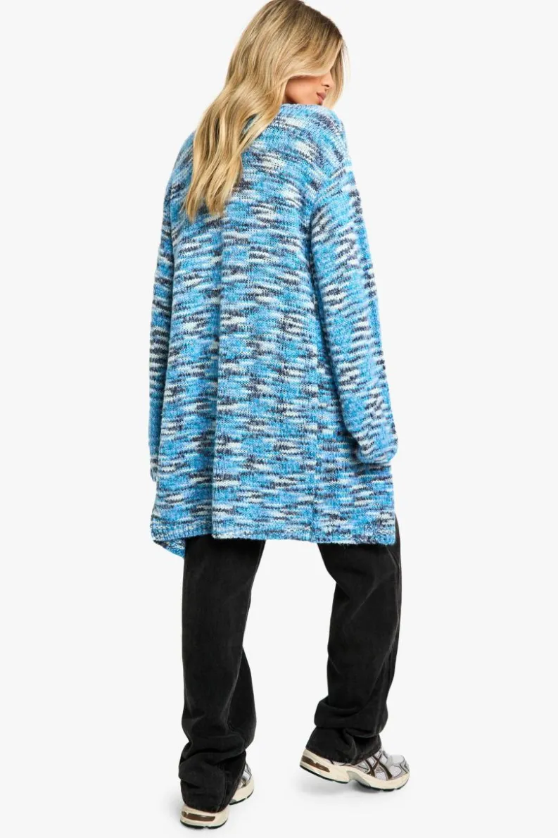Cardigans|Knitwear*boohoo Chunky Knit Marl Boxy Oversized Cardigan blue