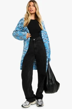 Cardigans|Knitwear*boohoo Chunky Knit Marl Boxy Oversized Cardigan blue
