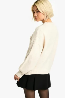 Cardigans*boohoo Chunky Knit Button Detail Oversized Cardigan cream
