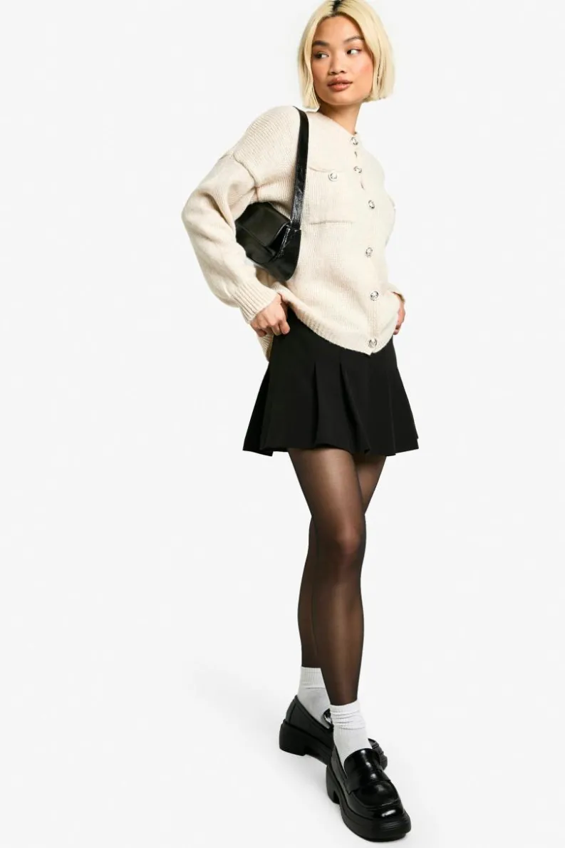 Cardigans*boohoo Chunky Knit Button Detail Oversized Cardigan cream