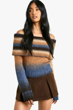 Jumpers|Knitwear*boohoo Chunky Knit Ombre Bardot Jumper multi