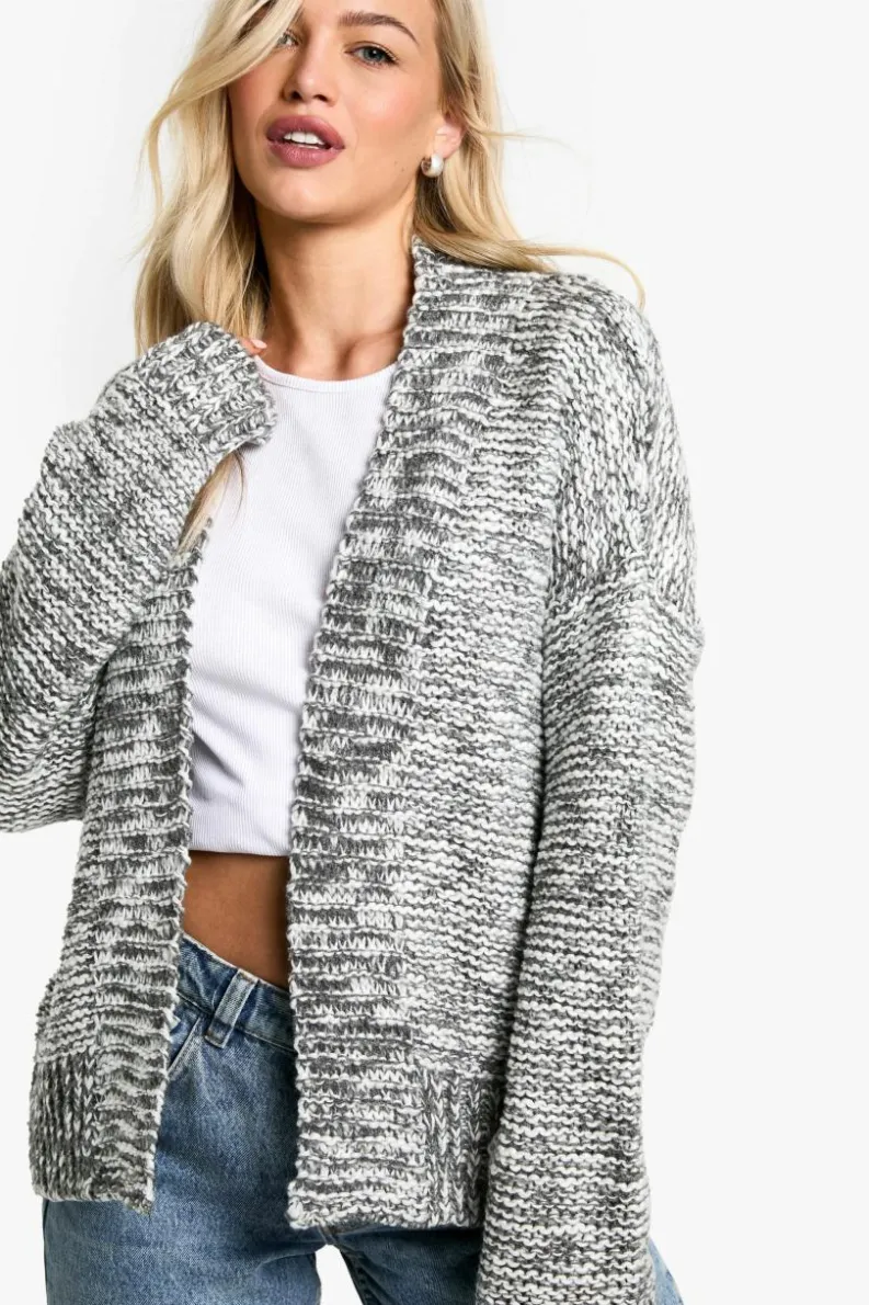 Cardigans*boohoo Chunky Knit Slouchy Cardigan charcoal