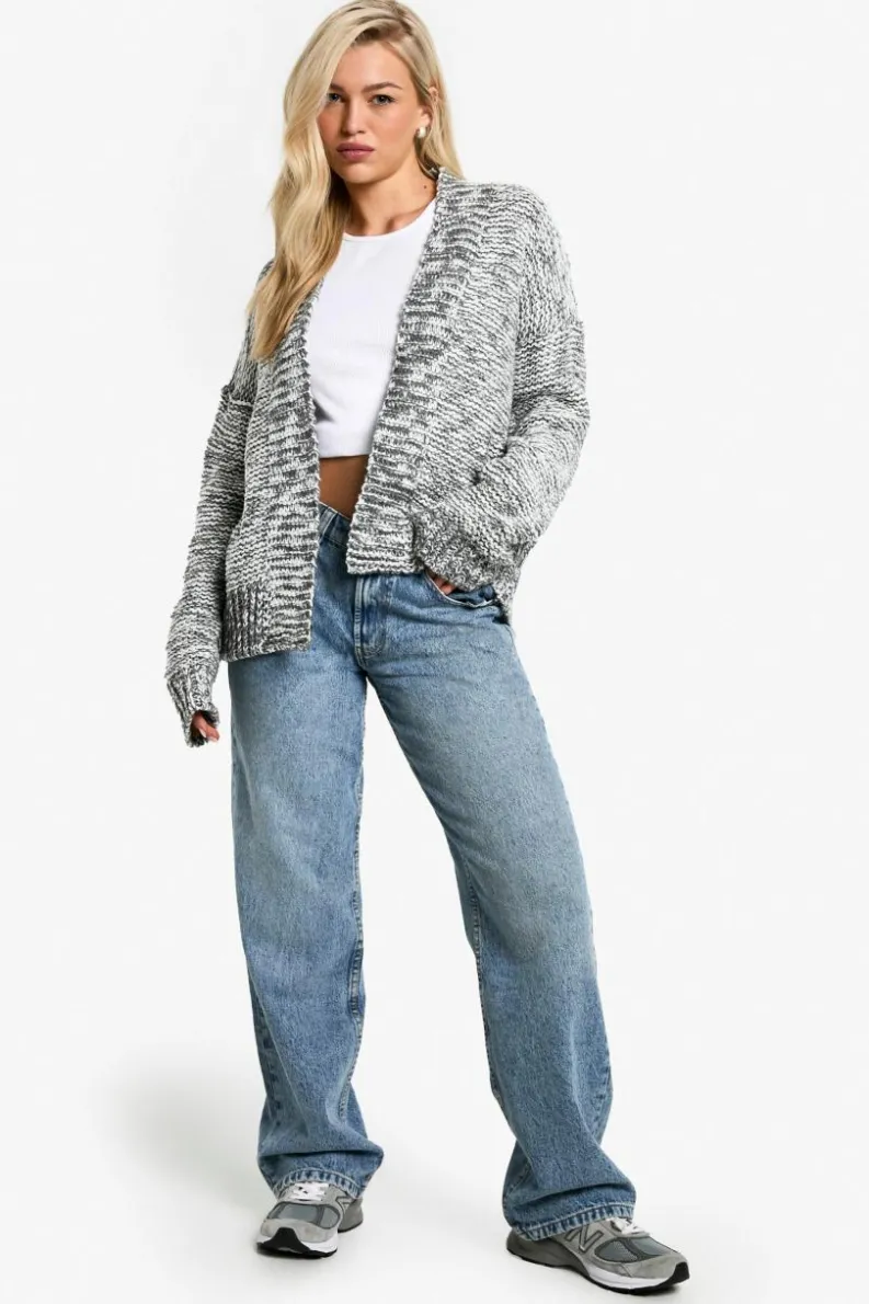 Cardigans*boohoo Chunky Knit Slouchy Cardigan charcoal