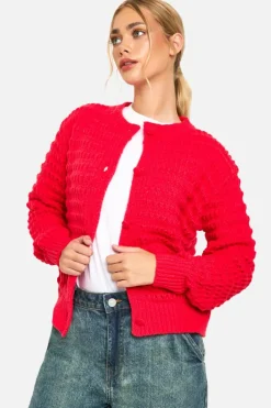 Cardigans*boohoo Chunky Knitted Cardigan red