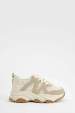 Trainers*boohoo Chunky Knitted Contrast Panel Trainers cream