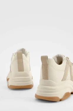 Trainers*boohoo Chunky Knitted Contrast Panel Trainers cream