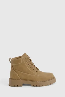 Chunky Boots|Biker Boots*boohoo Chunky Lace Up Hiker Boots beige