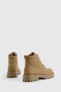 Chunky Boots|Biker Boots*boohoo Chunky Lace Up Hiker Boots beige