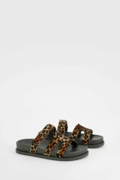 Sandals*boohoo Chunky Cut Out Strappy Sandal leopard