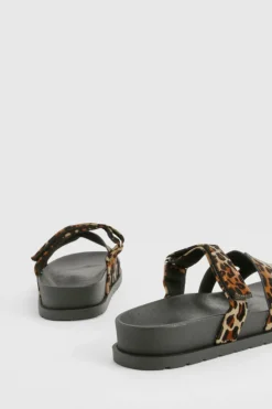 Sandals*boohoo Chunky Cut Out Strappy Sandal leopard