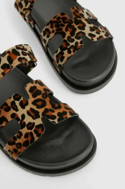 Sandals*boohoo Chunky Cut Out Strappy Sandal leopard