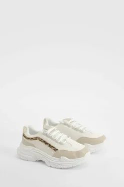Trainers*boohoo Chunky Leopard Sporty Trainers white
