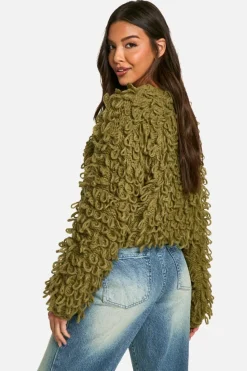Jumpers|Jumpers & Cardigans*boohoo Chunky Loop Stitch Knitted Jumper khaki