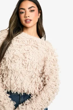 Jumpers*boohoo Chunky Loop Stitch Knitted Jumper cream