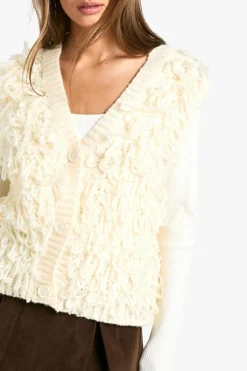 Knitted Tops*boohoo Chunky Loop Stitch Knitted Waistcoat cream