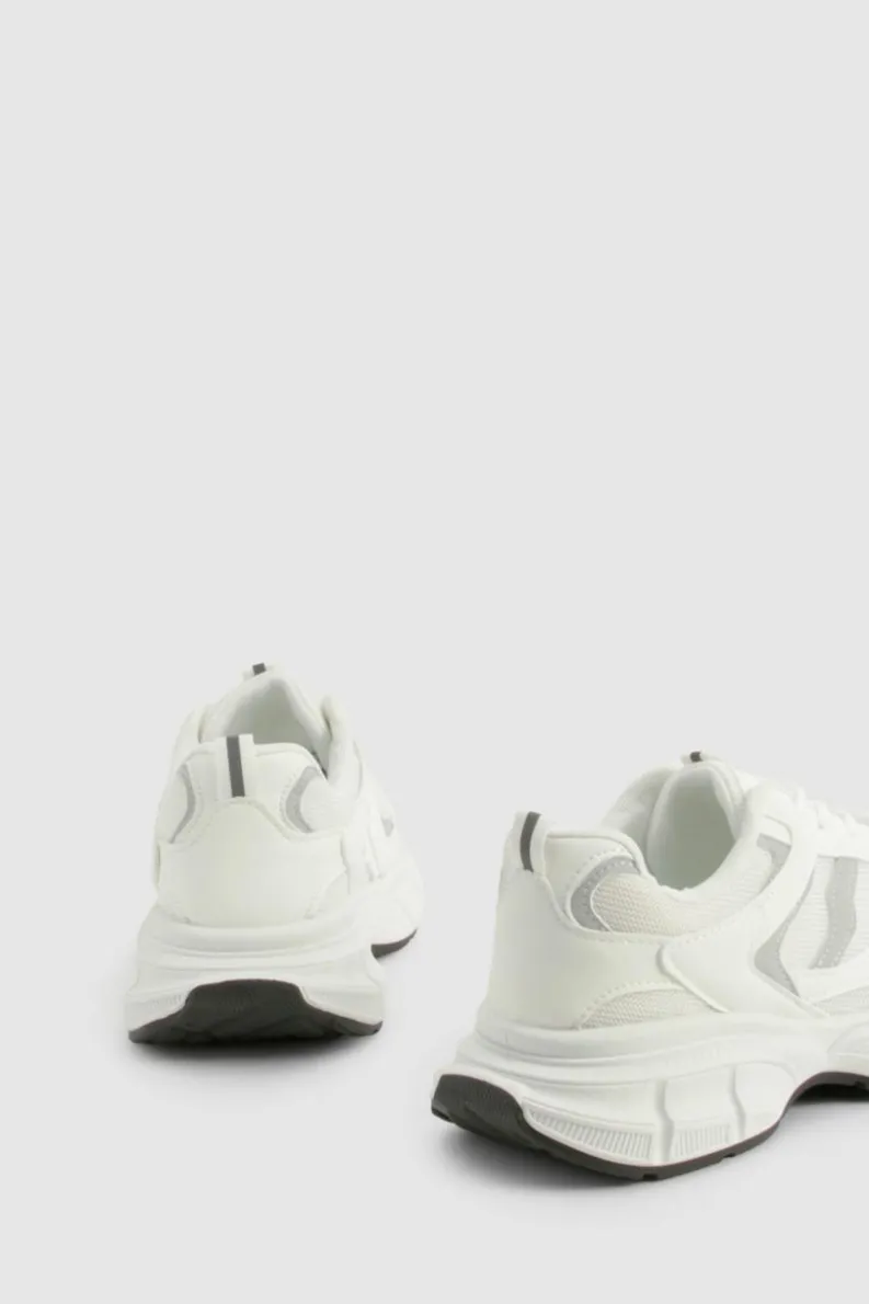 Trainers*boohoo Chunky Mesh Panel Sport Trainers white