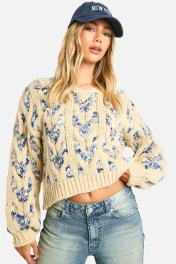 Jumpers*boohoo Chunky Multi Cable Knit Detail Jumper stone