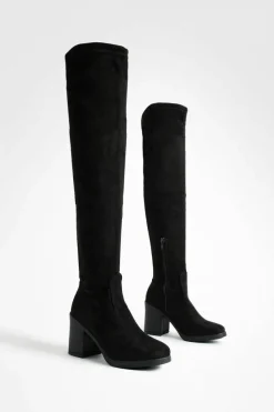 Over The Knee Boots|Knee High Boots*boohoo Chunky Over The Knee High Boots black
