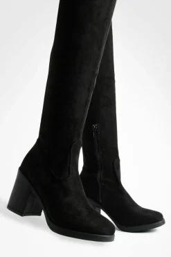 Over The Knee Boots|Knee High Boots*boohoo Chunky Over The Knee High Boots black