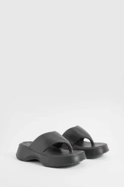 Sandals*boohoo Chunky Platform Flip Flops black