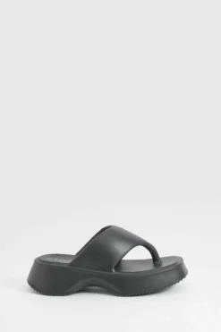 Sandals*boohoo Chunky Platform Flip Flops black