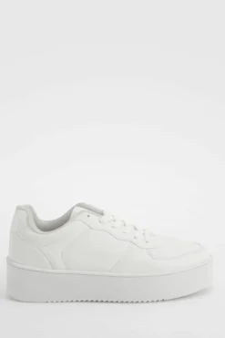 Trainers*boohoo Chunky Platform Sole Contrast Panel Trainers white