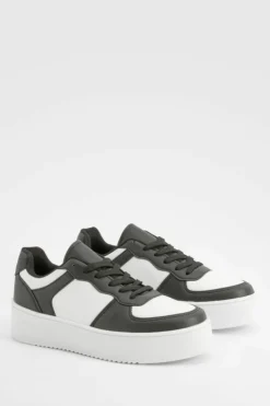 Trainers*boohoo Chunky Platform Sole Contrast Panel Trainers black